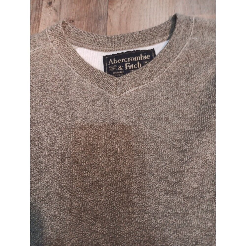 Vintage Abercrombie Fitch Sweater Mens MedBrown Gray Pullover V-Neck Casual Y2K - Picture 2 of 9